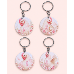 Porte-clé en bois Les Plumes en Rose pour Octobre Rose