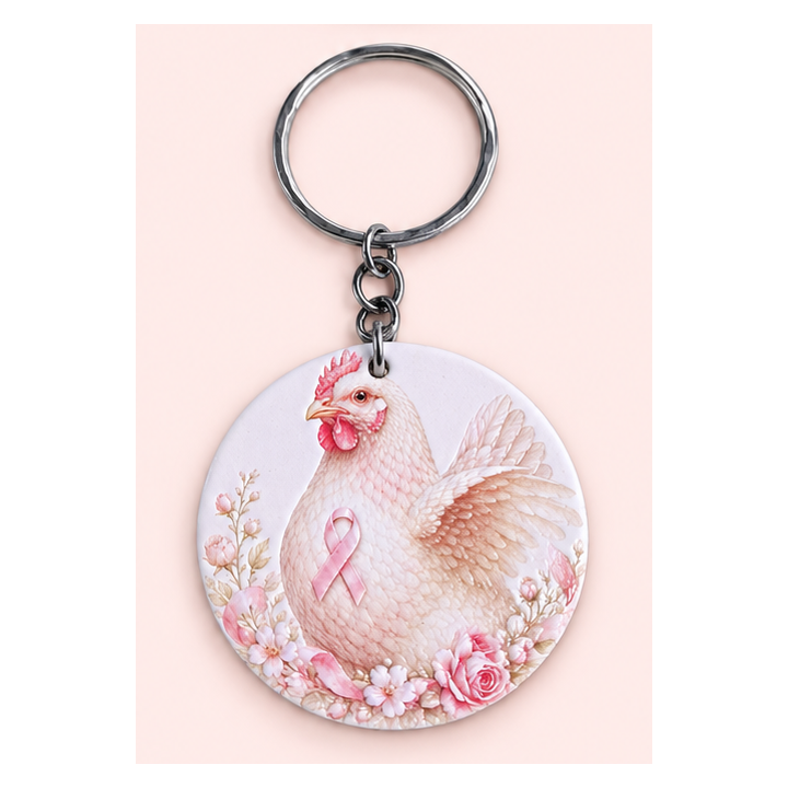 Porte-clés Les Plumes en Rose – Octobre Rose