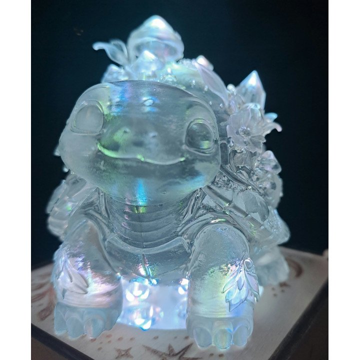 Tortue enchantée lumineuse en résine transparente